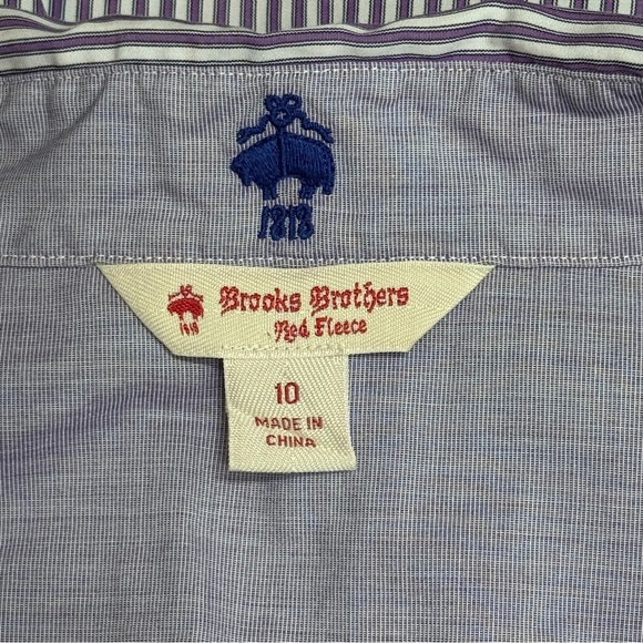 {Brooks Brothers} Long Sleeve Cotton Purple Stripe Button Down Shirt Top Blouse - Picture 6 of 7